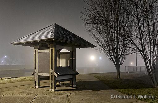 Canal Kiosk_30975-80.jpg - Photographed on a foggy night along the Rideau Canal Waterway at Smiths Falls, Ontario, Canada.